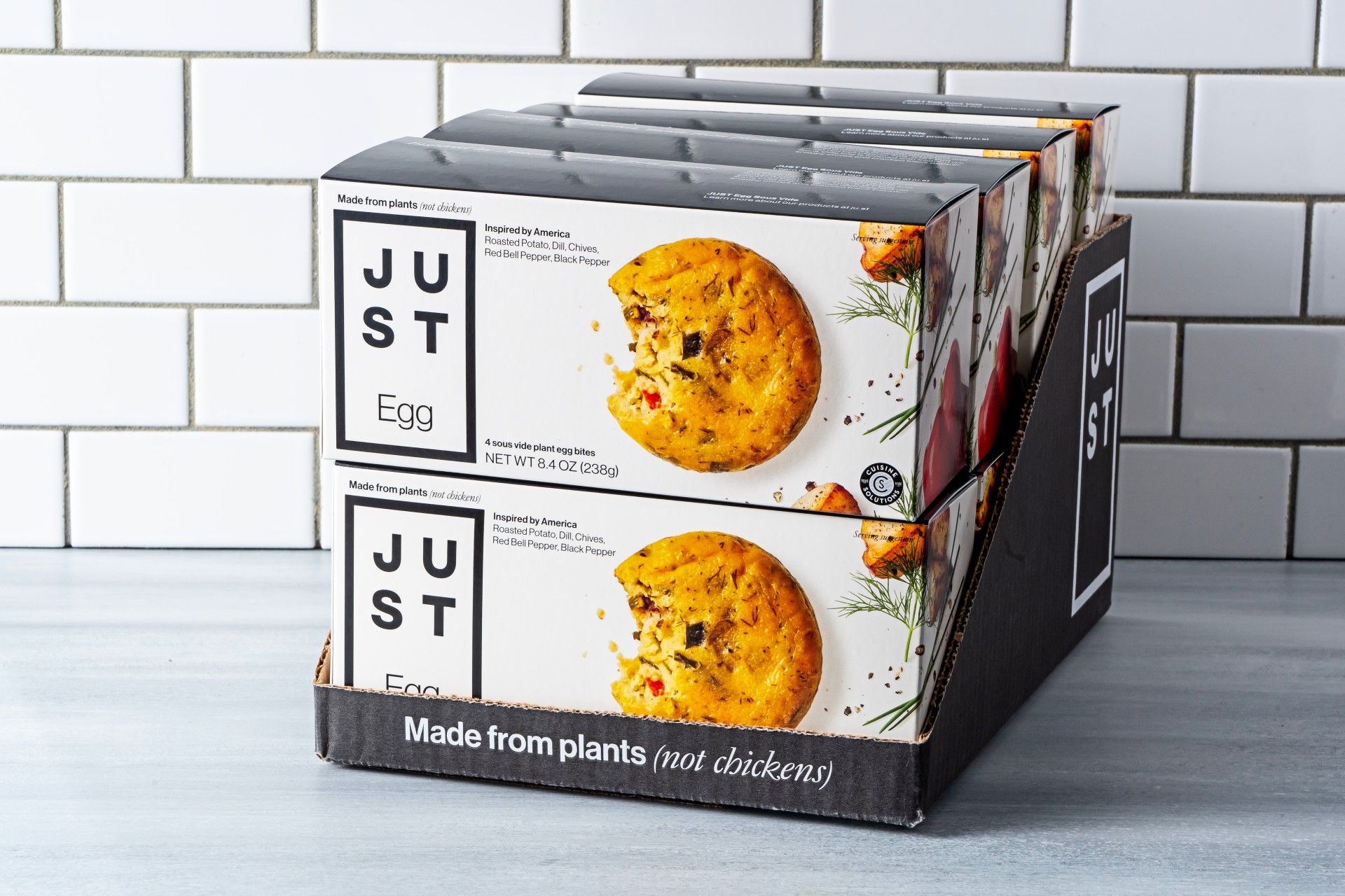 Just Egg egg bites boxes stacked