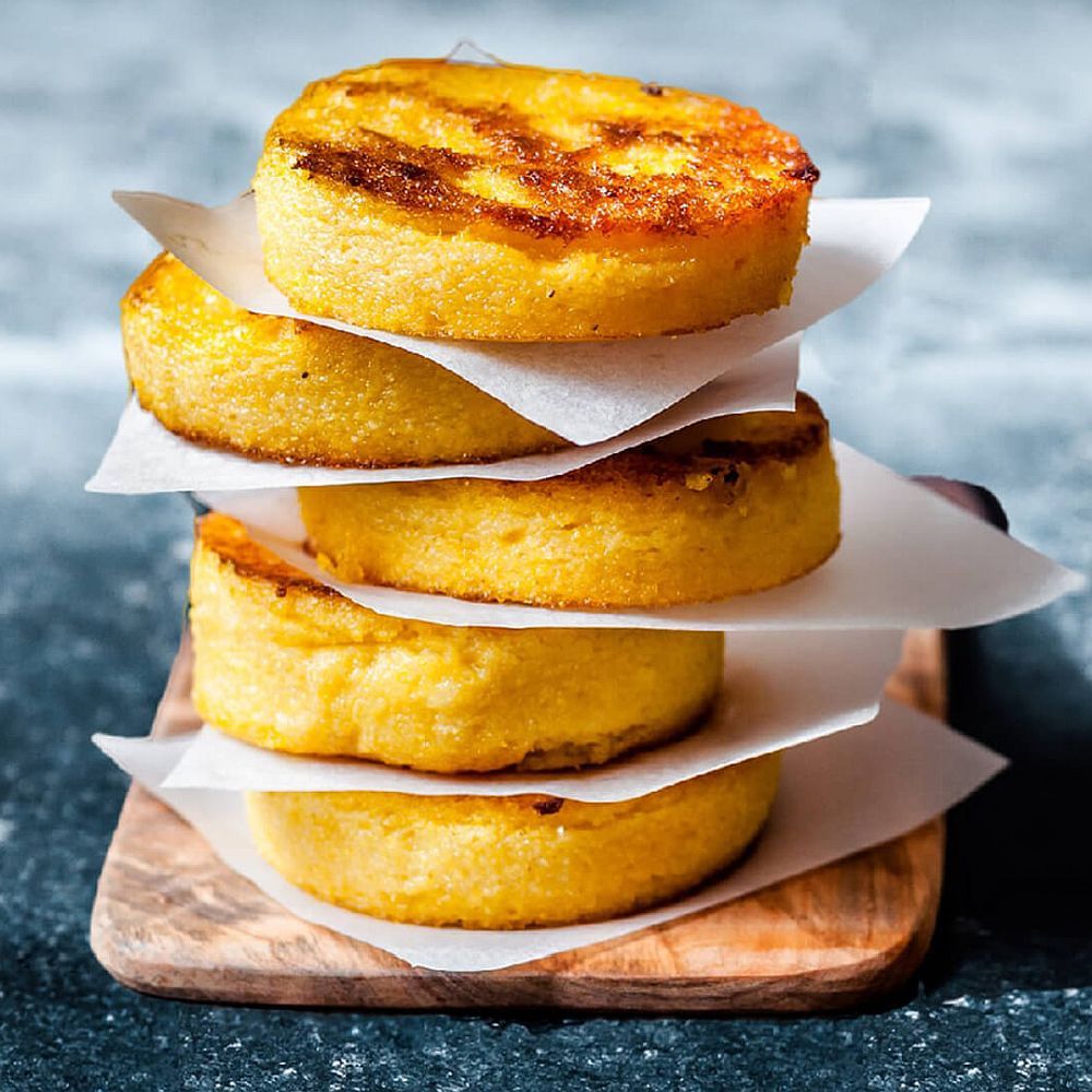 Polenta Cake With Garlic Confit